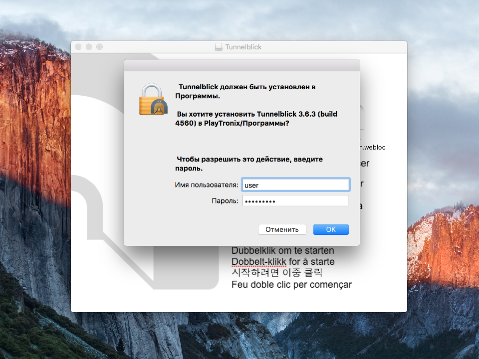 Настройка OpenVPN на Mac OS X, шаг 4