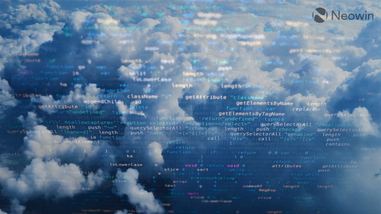 Clouds with transparent code overlaid