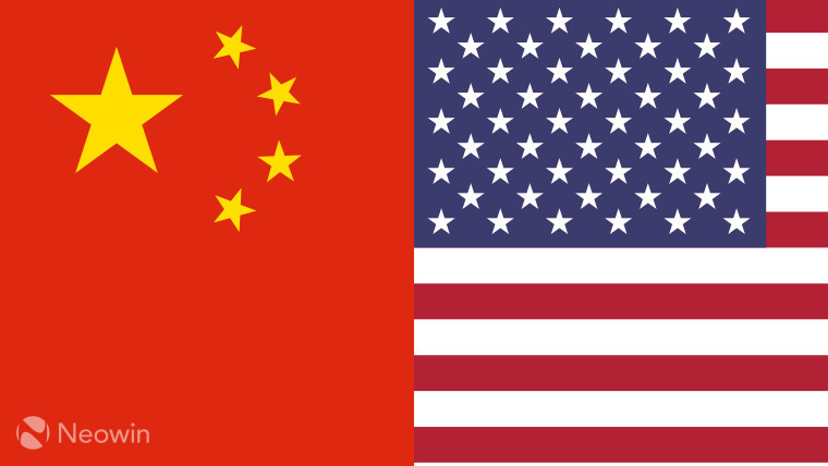 The Chinese and U.S. flags