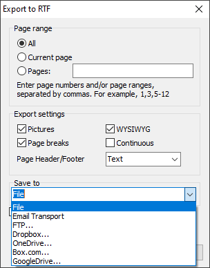 RTF delivery setting