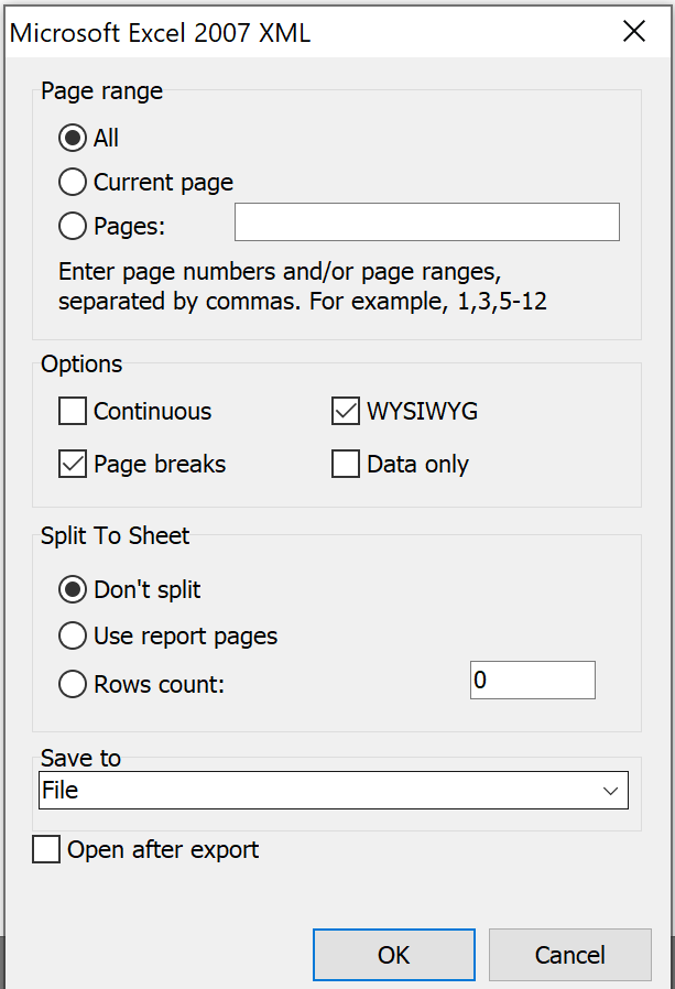 XLSX Excel 2007 setting